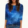 Women's T Shirt Print 3/4 Sleeve Daily Weekend Fashion Basic Round Neck Regular Top