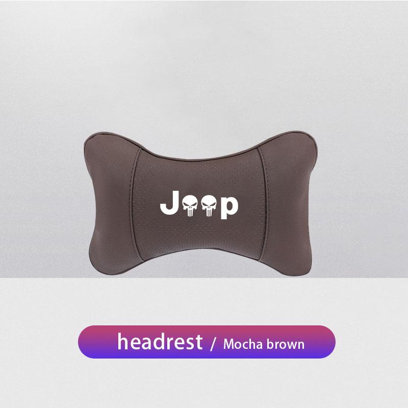 Car Seat Headrest Auto Logo Neck Pillow For Jeep Wrangler Rubicon Renegade Compass Grand Cherokee Patriot Liberty Gladiator JK