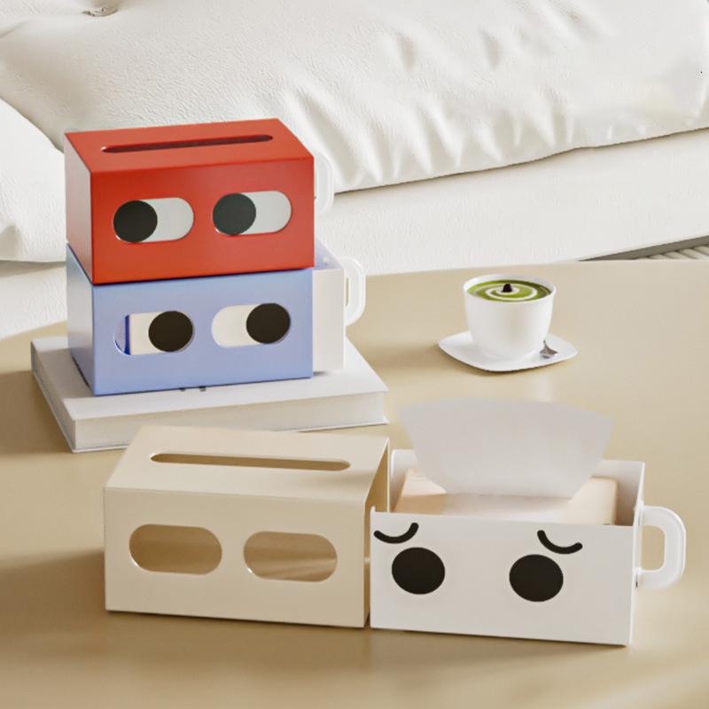 Expression Paper Towel Box Big Eyes Tissue Box Multifunctional Paper Storage Box Home Table Decoration Tissue Case Elegant
