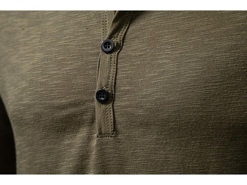 Men's Bamboo Cotton Henley Long-Sleeve T-Shirt - Spring Fashion Casual Top