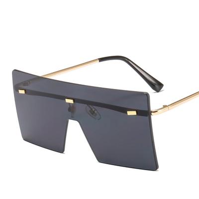 Trendy Lady Sunglasses Oversized Rimless UV400 Metal Gradient Lens Women Fashion Shades