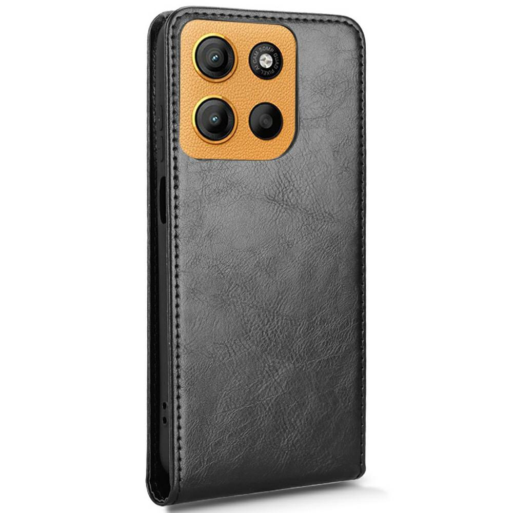 

For Motorola Moto G15 Power 4G/G15 4G Case with Card Slot Magnetic Vertical Flip Leather Phone Cover Orange
