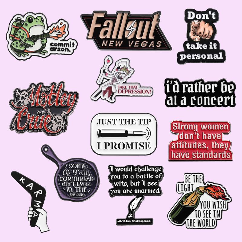 Minimalist Black And White Inspirational Phrase Cartoon Brooch Unique Accessory For All Styles