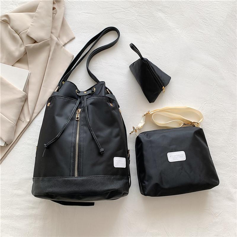 

Стильная сумка-ведро на шнурке большой вместимости в универсальных цветах для повседневного использования чёрный