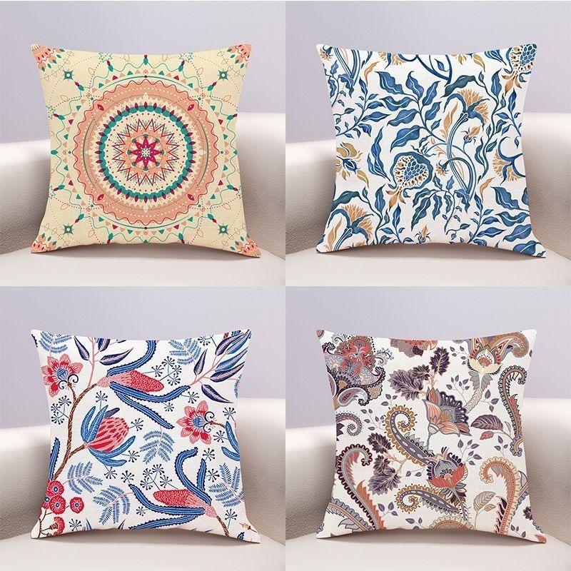 Exquisite Fashion Items Unisex Plant Flower Pillow Cover Sofa Living Room Cushion Cover Office Waist Pillow Bedside Square Pillowcase Removable And Washable