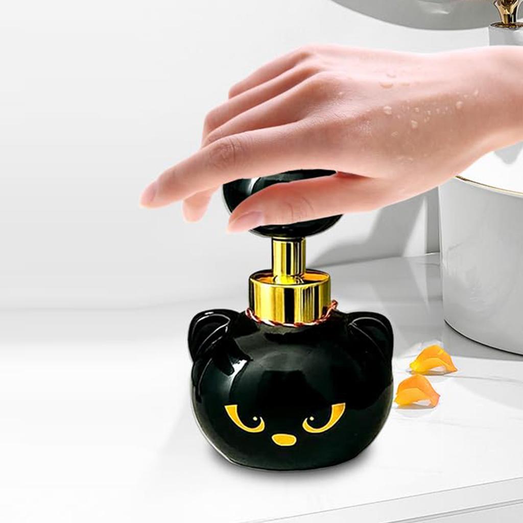 Cats Paw Print Soaps Pump Bottle Black Cat Foaming Pump Bottle Halloween Cat Paw Foaming Soap Dispenser for Bathroom Kitchen