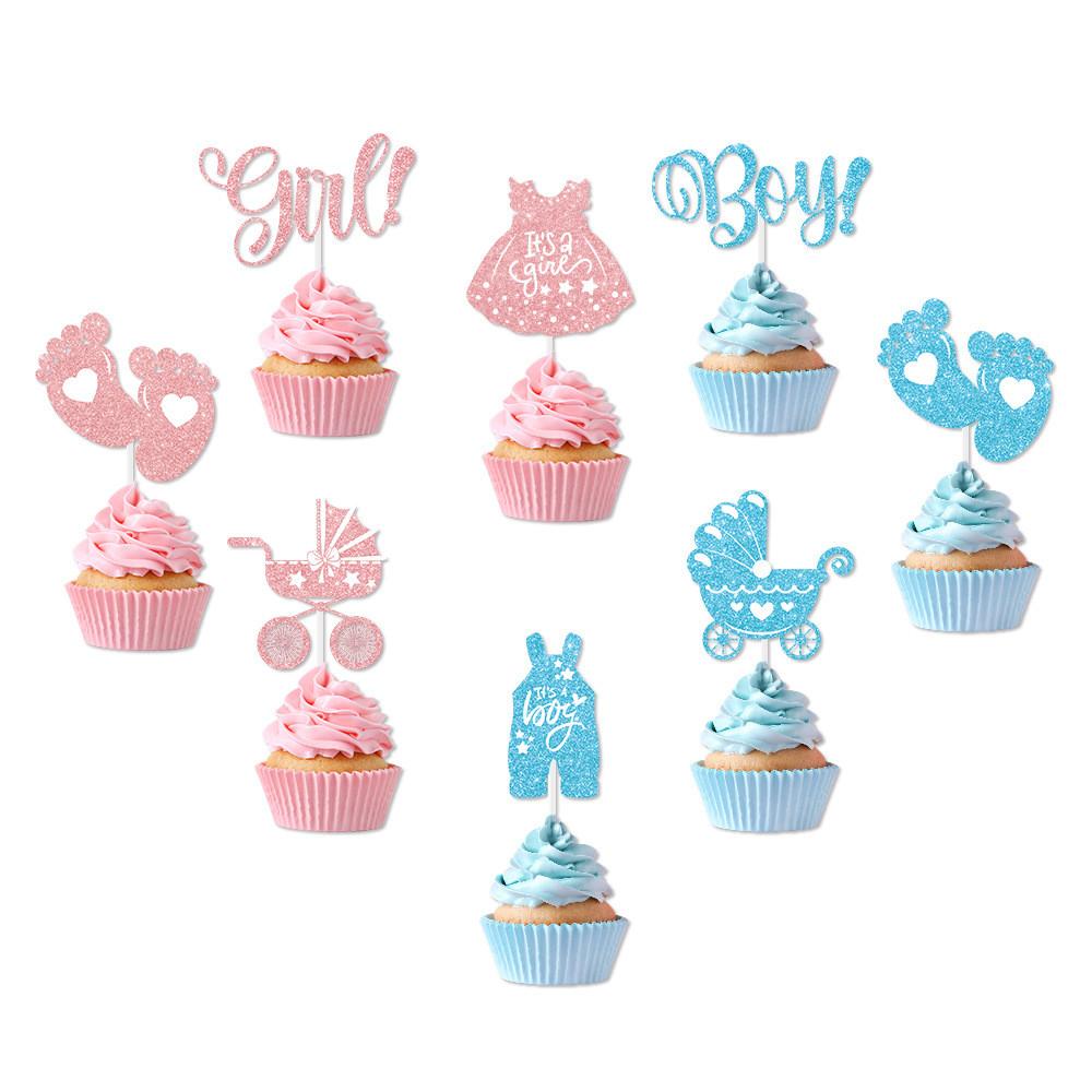Cake Decor Flags For Boys And Girls First Birthday Party With Gold Glitter Paper