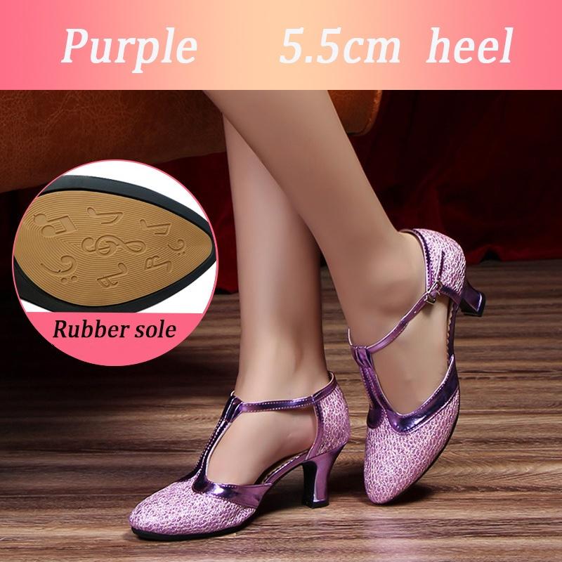

Жіноче бальне танго сальса латиноамериканське взуття Туфлі для вечірок на підборах 5,5 см 41 фіолетовий