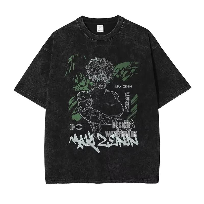 2026 summer Jujutsu Kaisen Gojo Satoru Washed T-shirt Anime Harajuku Streetwear Oversized Tee Y2K Retro Otaku Tops