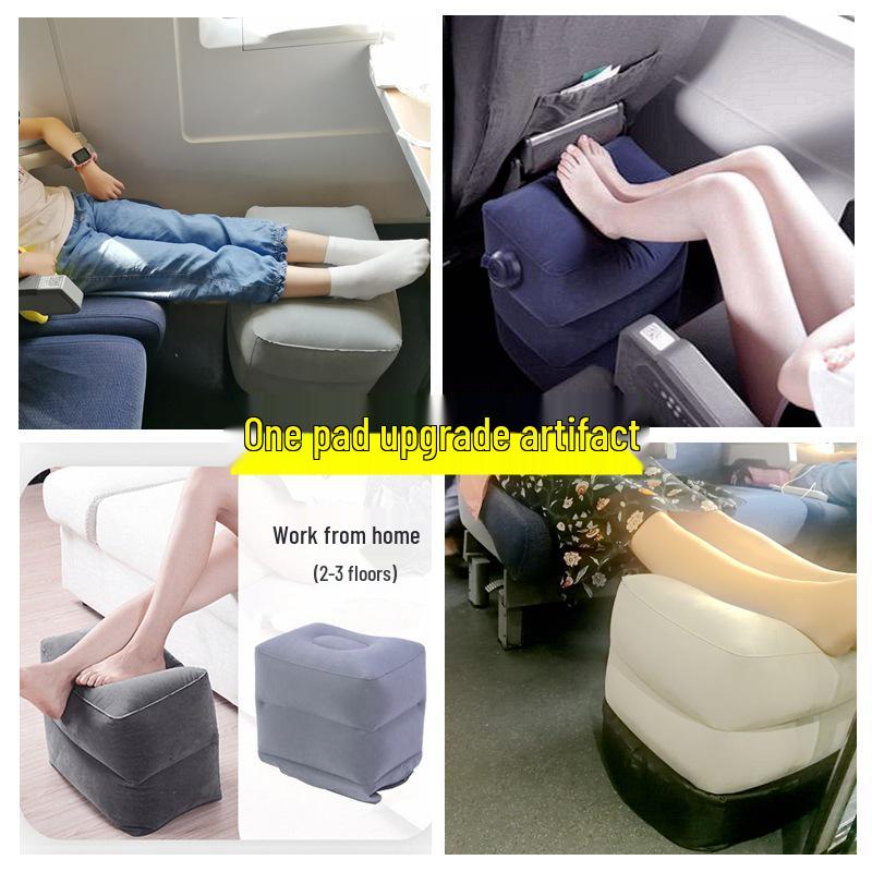 Inflatable Travel Footrest for Airplanes, Trains, Cars