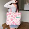 Cute genuine brown bear canvas bag women's new large-capacity zipper student shoulder bag tutoring bag