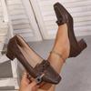 French Vintage High Heel Single Shoes Women's 2026 Spring Autumn New Style Bow Thick Heel Square Head High Heel Shoes Women's