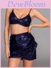Sequin Mini Skirt With Wrinkled Hem For Streetwear And Party Fashion