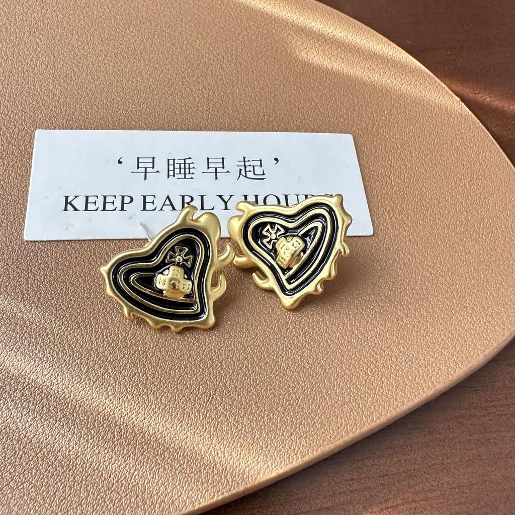 French Design Drip Glazed Love Earrings for Women, New Simple and Fashionable Earrings