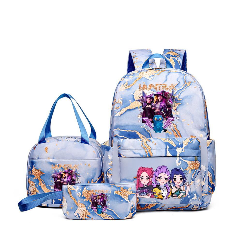 Kpop Demon Hunter Girl Group Backpack Men S And Women S Large Capacity Backpack Lunch Bag Pencil Case Three-Piece Set Three piece set