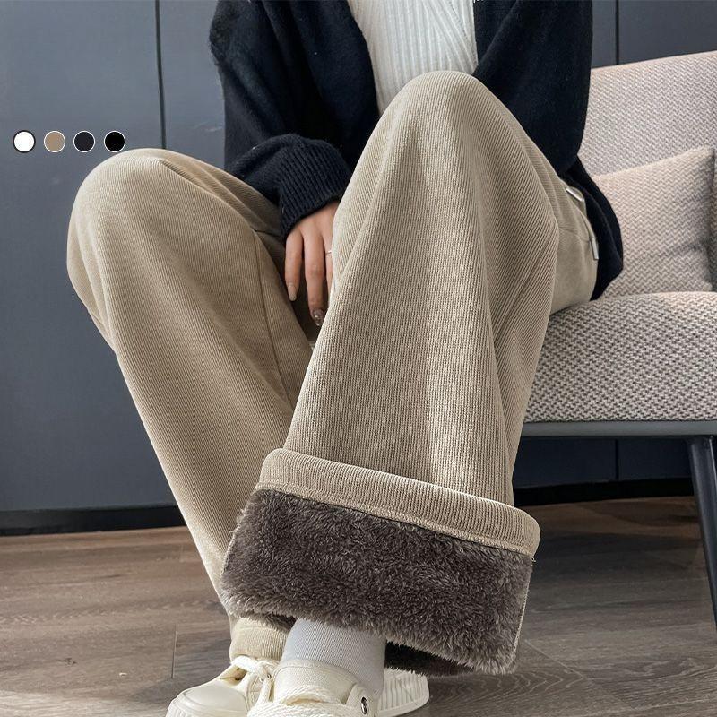 Lamb Velvet Wide-leg Pants, Women's Pants, Warm and Velvet Winter Casual Loose Thickened Straight-leg Pants