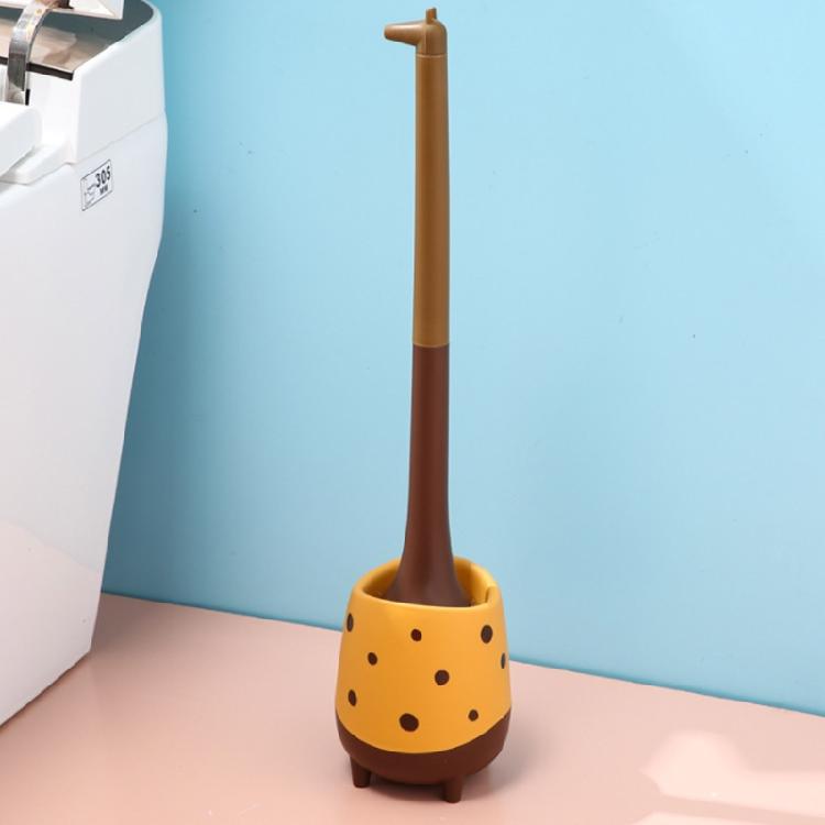 Roztomilý tvar žirafy Štětec na čištění záchodové mísy Dlouhý držák Štětec na čištění toalety a základna