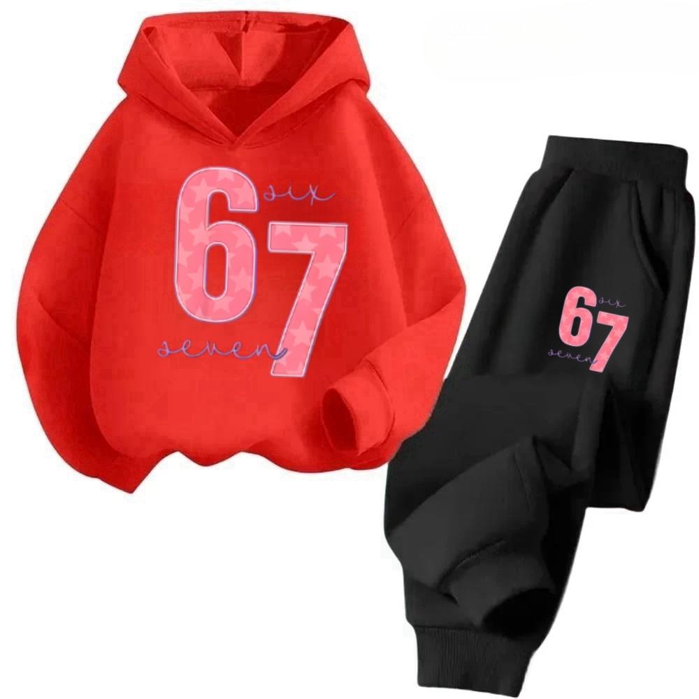 67 Trendy Big Kids Set 4-13Y Abstract Pattern 2Pcs Outfit Comfortable Daily Wear Worldwide Children's Comfortable Sweatshirt Set