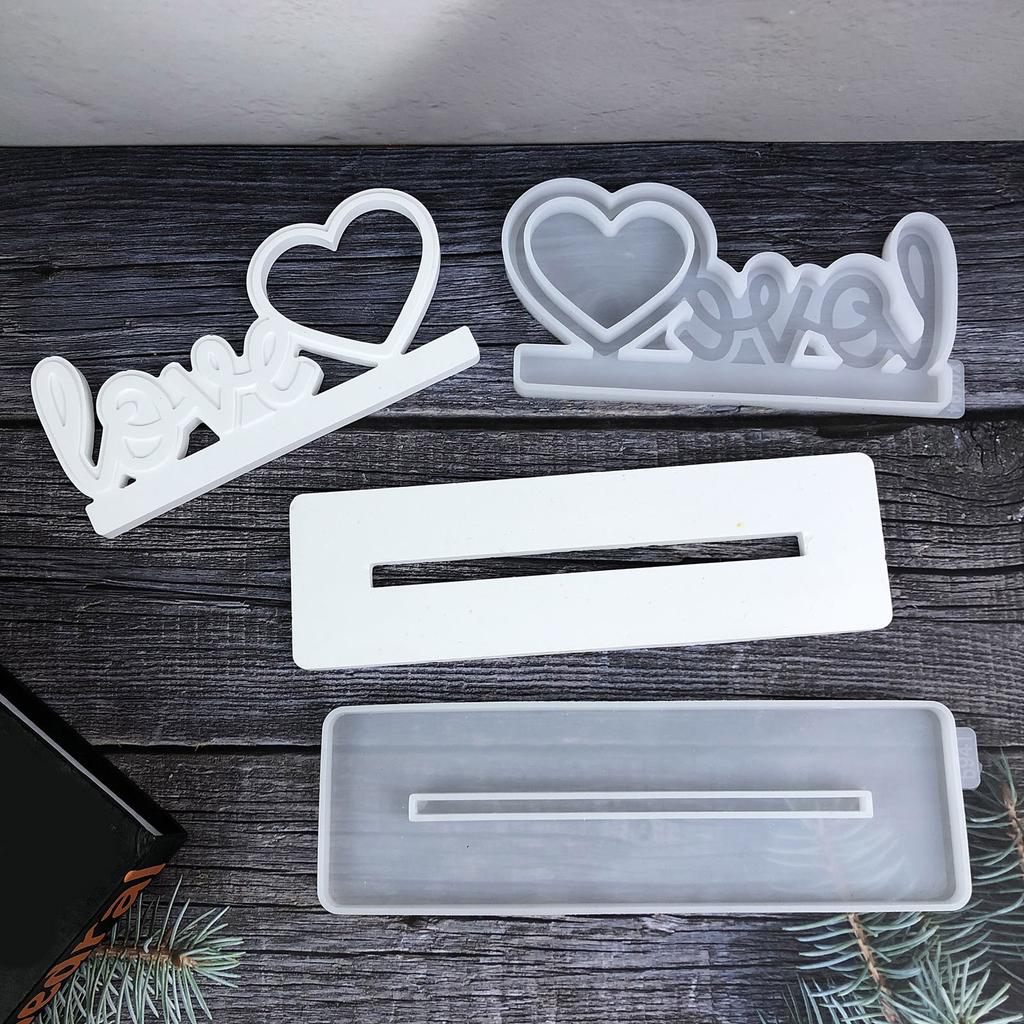 Flexible Heart Shaped Epoxy Resin Mold Set for DIY Photo Frames and Desktop Decorations with Silicone Casting Molds