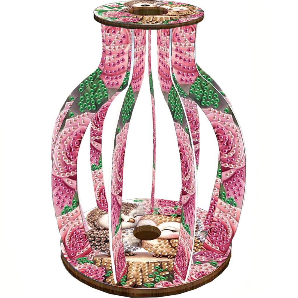 Diamond Art Kits Vase Wooden 3D Crystal Mosaic Craft Tabletop Decoration Diamond Painting Kit for Home & Office Decor