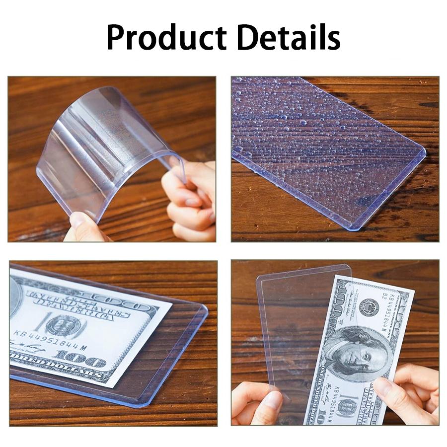 16pcs Transparent PVC Currency Sleeves, Clear Banknote Money Holders, Ideal Organizer for Paper Money, Bills, Bank Notes, XJM