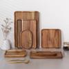 Plateaux en Bois d'Acacia Plateau à Café - Plateau en Bois Décoratif pour Aliments, Service à Thé Chinois Accessoires de Rangement Cuisine CTP001