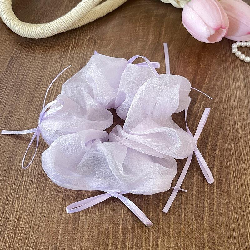 New Korean Simple Lace Mesh Hair Band for Women Sweet Bow Ribbon Rubber Band Headband Girls Daily Hair Accessories