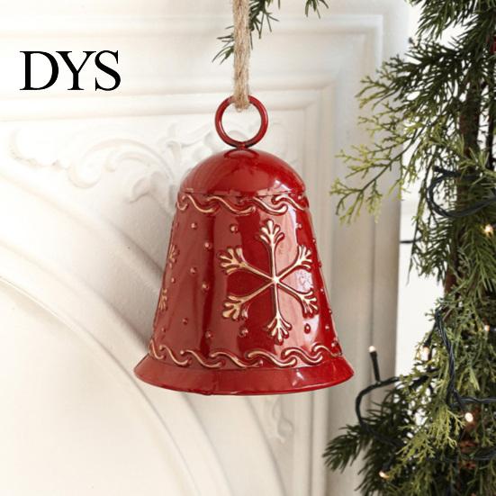 Christmas Garland Accessories Large Bell with Snowflake Design, Metal Hanging Ornament Heavy Duty Bells Jute Rope for Home, Garden, Holiday