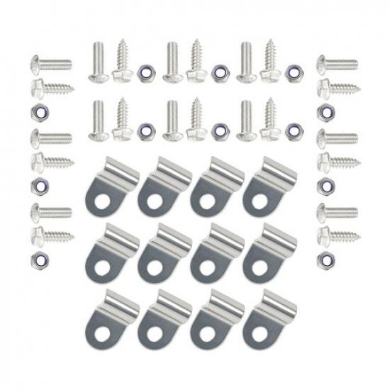 Set of 12 Stainless Steel Clamps & Screws & Nuts for Street Rod Truck Dune Buggy