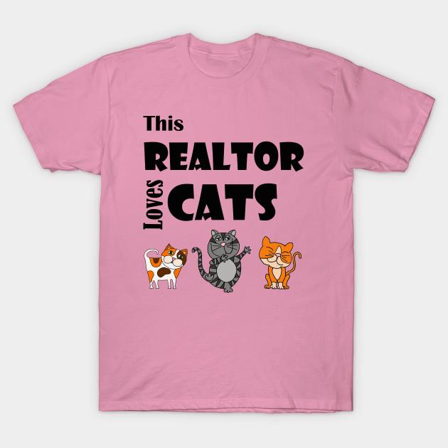 T-Shirt Damen Niedlich Diese Immobilienmaklerin liebt Katzen Originalkunst Harajuku-Druck Kawaii T-Shirt Sommer Kurzarm Damen T-Shirt Oberteil