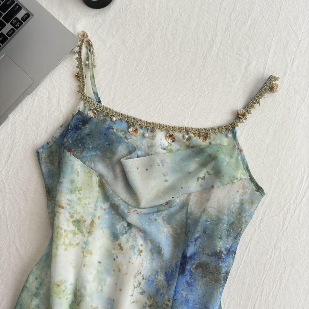 Women's Mint Green Fishtail Camisole Dress - Slim, Sexy Summer Vacation Style