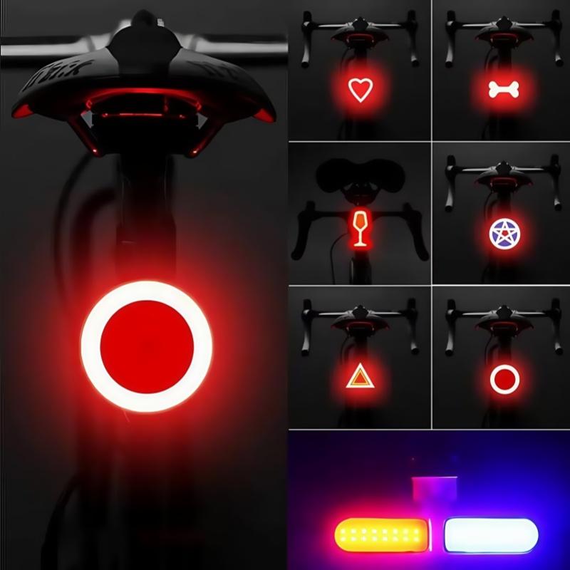 Fanale Posteriore per Bicicletta Multi Modalità di Illuminazione Ricarica USB Luce LED per Bici a Forma di Cuore Lampeggiante Posteriore per Bici da Strada Mtb Reggisella