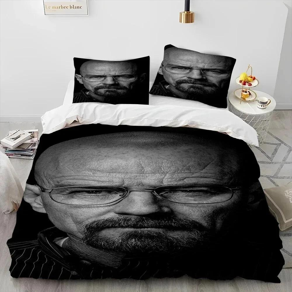 3D Breaking Bad Walter Hartwell Comforter Bedding Set,Duvet Cover Bed Set Quilt Cover Pillowcase,King Queen Size Bedding Set Boy