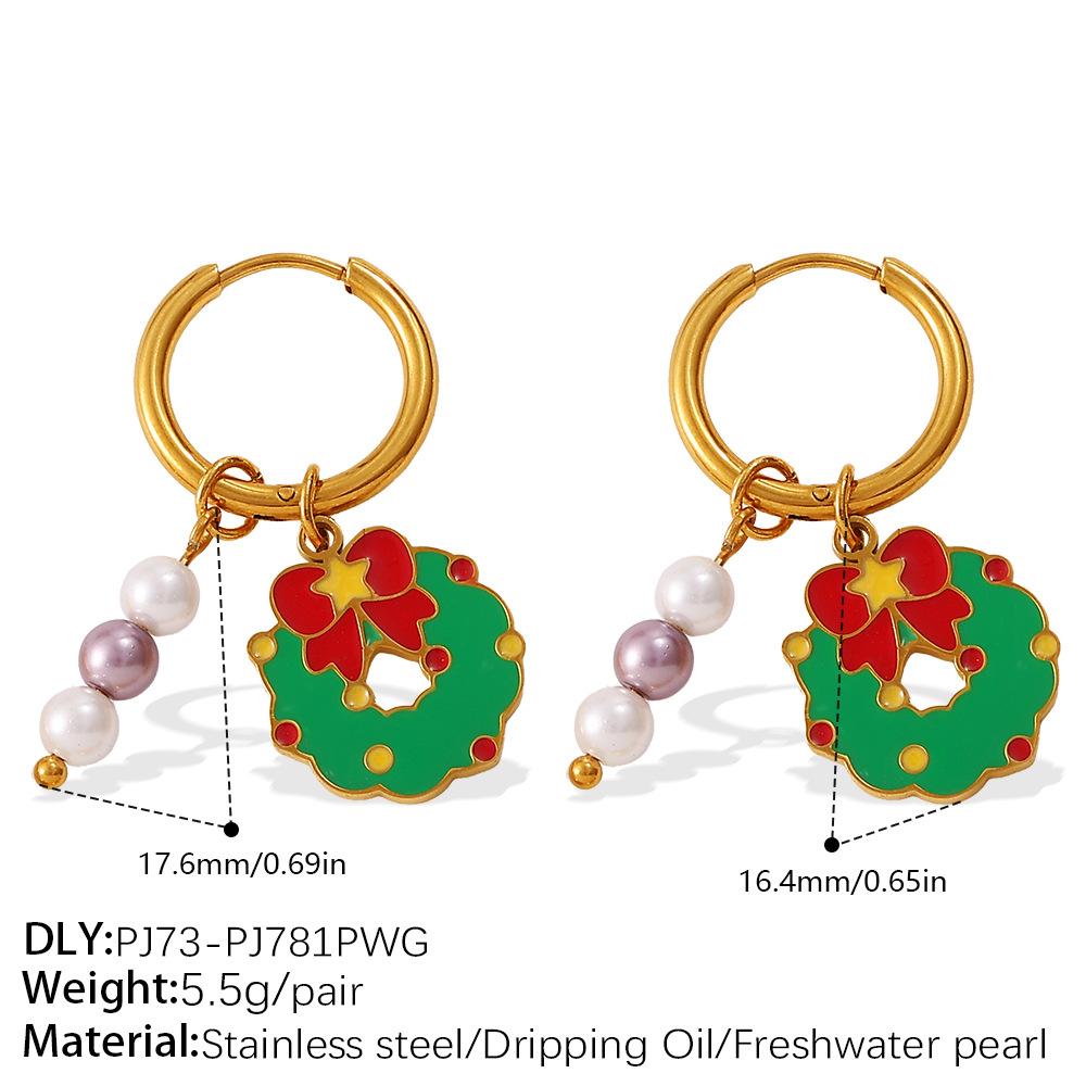 Christmas versatile DIY pendant earrings stainless steel gold-plated atmosphere earrings women