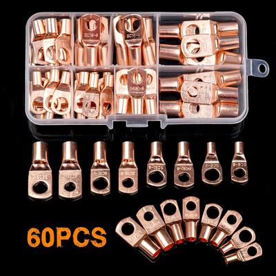 60 Stück Kupferdraht Ösenverbinder Ring-Set - SC6-25 Crimpklemmen für blankes Kabel, langlebig & sicher, einfache Installation für elektrische Verbindungen