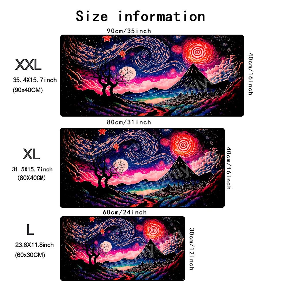 Large Gaming Mouse Pad Starry Night Mountain Forest Landscape Desk Mat Nonslip Rubber Keyboard Mat For Pc Laptop Office Game