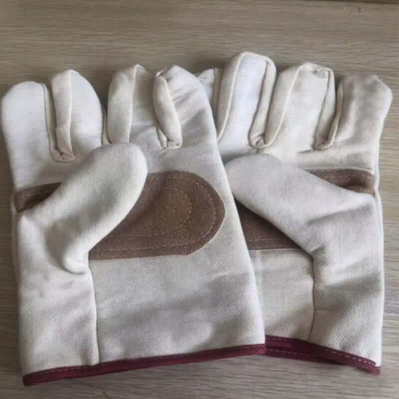 Heavy-Duty Canvas Leather Palm Welding Gloves (10 Pairs)