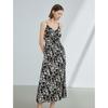 LANGZI Elegant Floral Cami Ruched Midi Dress