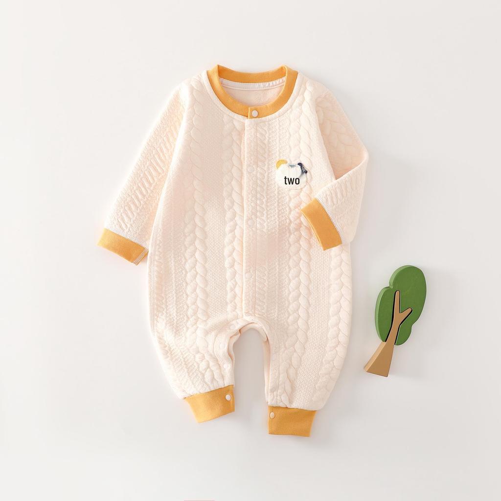 Newborn & Toddler Spring/Autumn Padded Butterfly Crawling Suit – Thick, Three-Layer Warmth for Outdoor Play