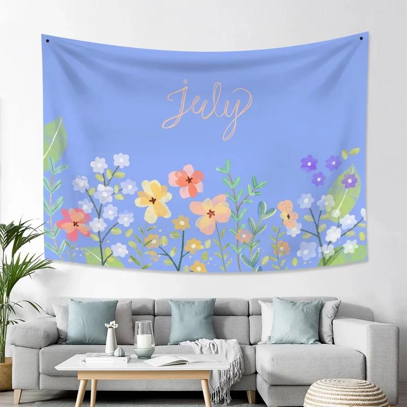 Home Wall Decoration Tapestry Colorful Wildflower Plant Background Hanging Cloth Office Living Room Tapestry