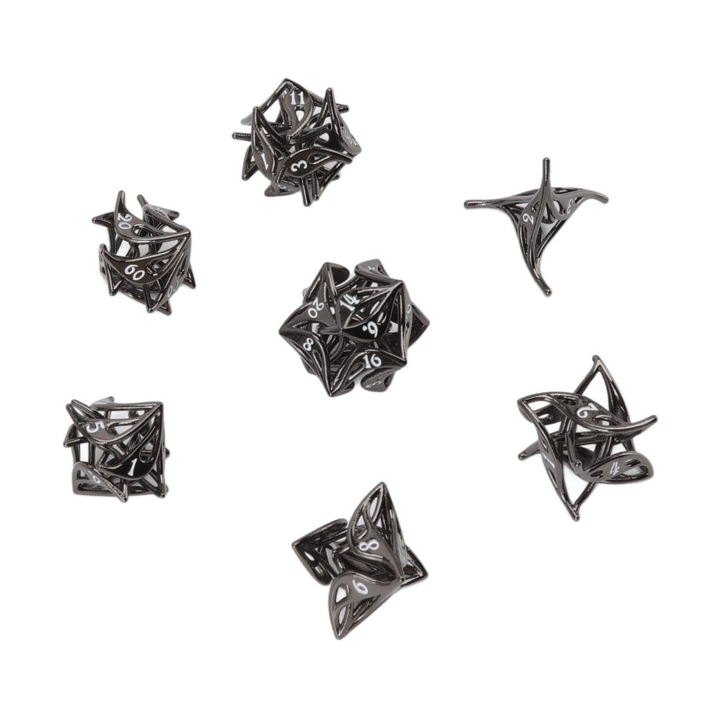7pcs Metal Dice Set Hollow Lightweight Polyhedral Brass Dice for Board Role Playing Games