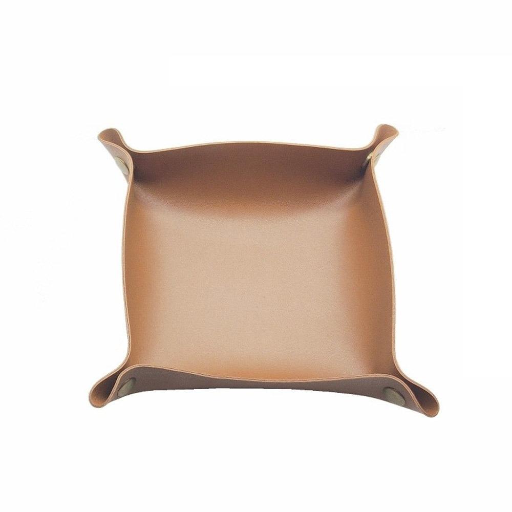 Large Capacity Leather Tray Foldable Storage Tray for Jewelry Phone Key Wallet Coin