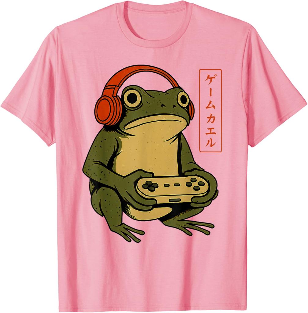 Funny Gamer Frog Unisex Women Boys Funny Vintage Gaming TShirt Cotton Tee Cartoon Vintage Frog Gamer Unisexs Womens Clothing