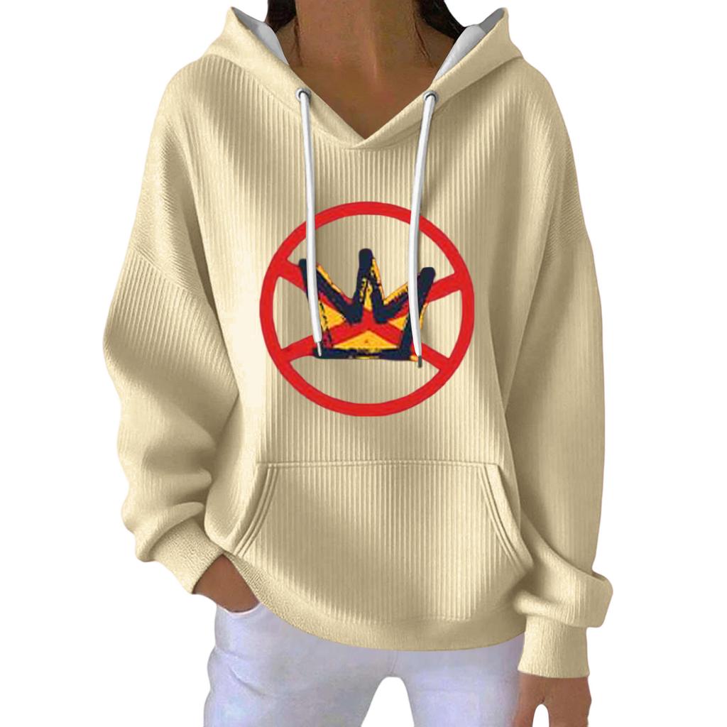 Women's Fashion Casual Long Sleeve Loose Printed Pullover Sports Long Sleeve Sweatshirt