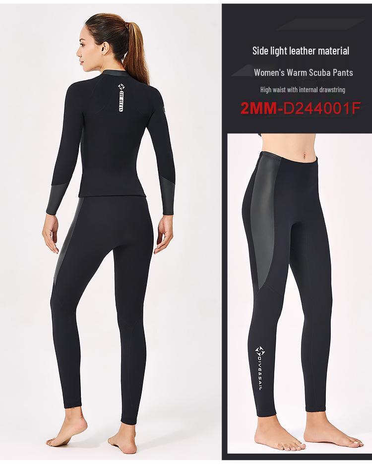 2MM Wetsuit Set: Split Long Sleeve Top & Diving Pants for Cold Protection, Snorkeling, Sailing & Surfing