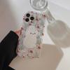 Korean-style floral rabbit design applicable iphone13Apple14Phone case11Cute girl15pro max Bracket16Transparent