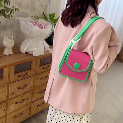 Handtasche Damen Sommer Neue Bunte PU Mode Verstellbarer Schultergurt Messenger Bag Magnetschnalle Kleine Quadratische Tasche