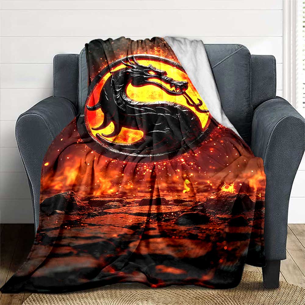 Mortal Kombat Dragon Logo Throw Blanket Soft Warm Cozy Suitable for Sofa Couch Office Bed Picnics Four Seasons Universal Stylish Thanksgiving Y30