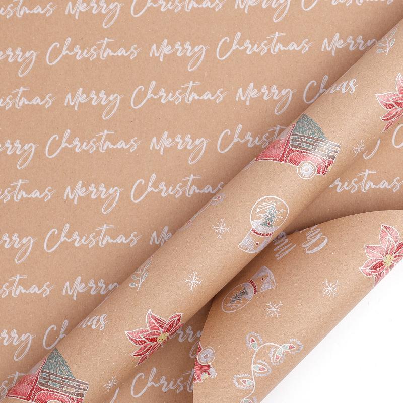 Large Double-Sided Retro Kraft Christmas Gift Wrap Paper