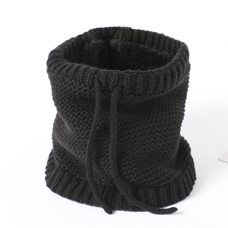 Unisex Autumn Winter  Knitted Ring Neck Cover Scarf Children Thickened Fleecing Drawstring Neckerchief Women Men Decoration